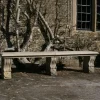 Stone Benches^Statues & Sculptures Double Length Ivy Straight Stone Bench - Large Garden Benches