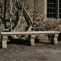 Stone Benches^Statues & Sculptures Double Length Ivy Straight Stone Bench - Large Garden Benches
