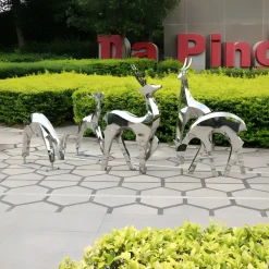 Wildlife|Stags & Deers^Statues & Sculptures Dynamic Deer 91cm Metal Garden Sculpture