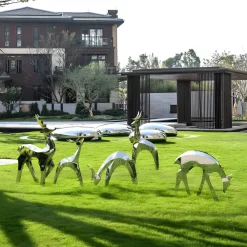Wildlife|Stags & Deers^Statues & Sculptures Dynamic Deer 156cm Metal Garden Sculpture