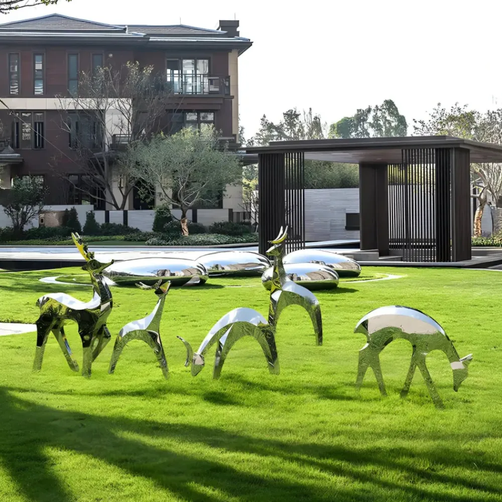 Wildlife|Stags & Deers^Statues & Sculptures Dynamic Deer 156cm Metal Garden Sculpture