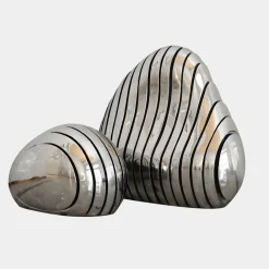 Floor Standing|Abstract^Statues & Sculptures Dynamic Pebbles 95cm Silver Metal Garden Sculptures