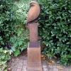 Eagles|Modern^Statues & Sculptures Eagle on Pedestal Modern Stone Garden Statue (Rust)