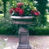 Large|Round^Statues & Sculptures Edwardian Stone Garden Planter on Plain Pedestal