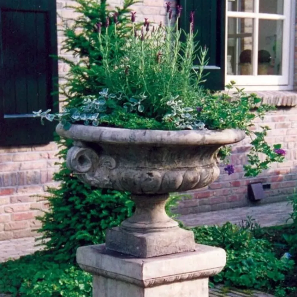 Large|Round^Statues & Sculptures Edwardian Stone Garden Planter