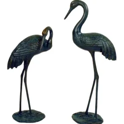 Cranes^Statues & Sculptures Elegant Cranes Bronze Metal Garden Ornaments