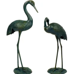 Cranes^Statues & Sculptures Elegant Cranes Bronze Metal Garden Ornaments