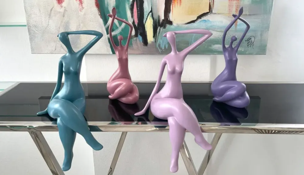 Figurative|Table Top^Statues & Sculptures Elegant Grace 38cm Teal Resin Indoor Sculpture