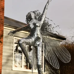 Fairies^Statues & Sculptures Elvina Fairy 90cm Metal Wire Garden Sculpture