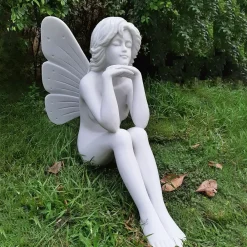 Fairies^Statues & Sculptures Enchanted Fairy 60cm Marble Resin Garden Statue