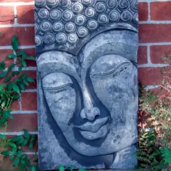 Wall Plaques|Buddha^Statues & Sculptures Enlightened Buddha Stone Garden Wall Art Plaque