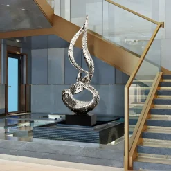 Giant|Floor Standing^Statues & Sculptures Eternal Flame 173cm Silver Metal Garden Sculpture