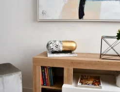 Table Top|Contemporary^Statues & Sculptures Eternal Wealth Pill 13cm Gold Resin Indoor Sculpture