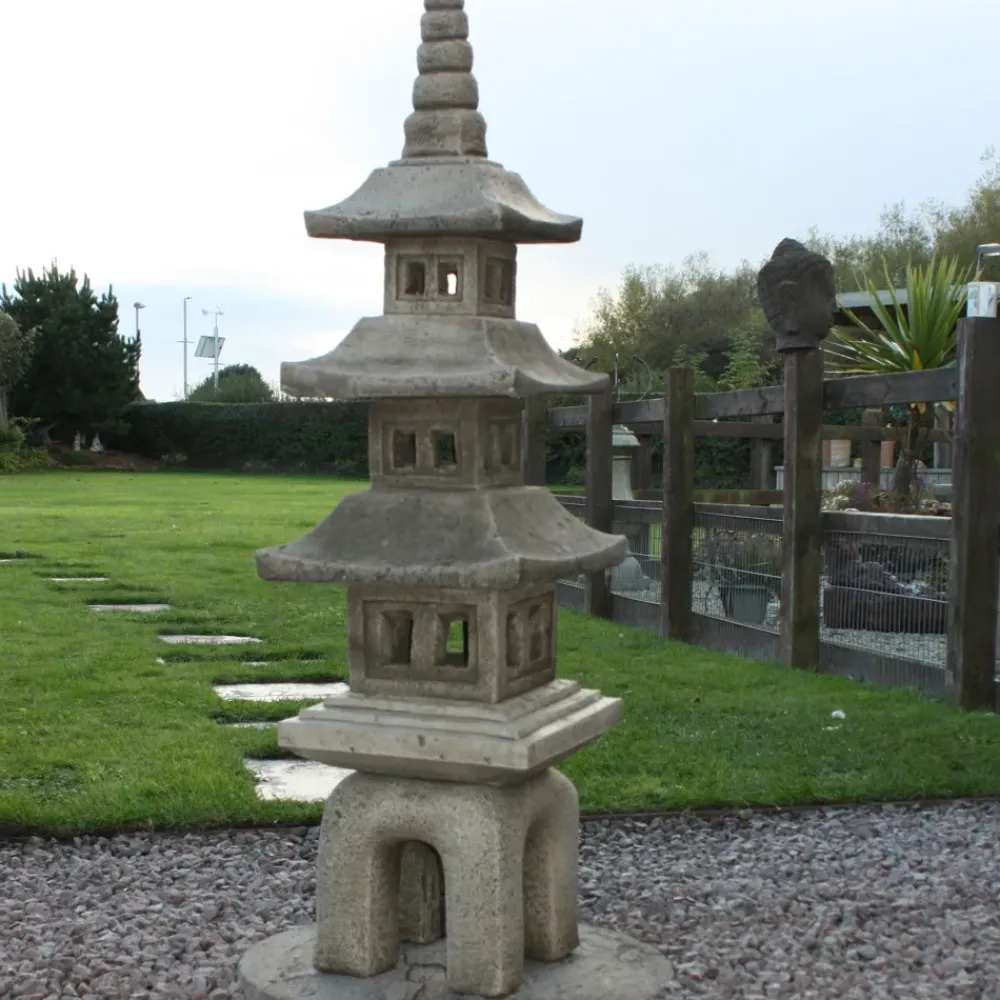 Pagodas^Statues & Sculptures Five Piece Japanese Pagoda Lantern Stone Garden Ornament