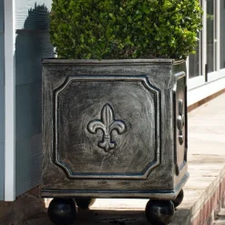 Square^Statues & Sculptures Fleur-De-Lis Metal Garden Planter