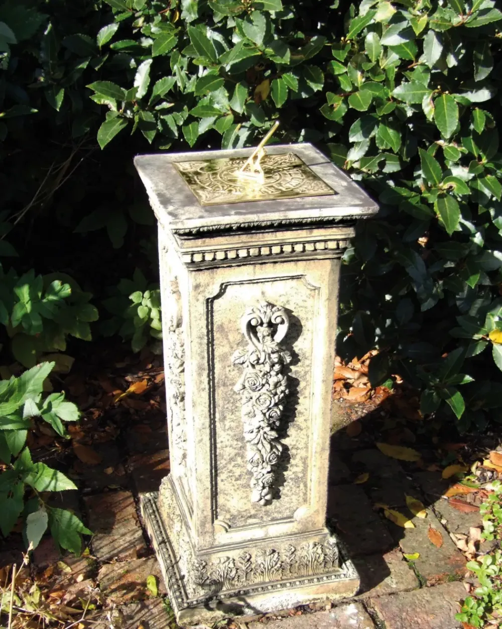 Garden Sundials^Statues & Sculptures Floral Brass Stone Garden Sundial