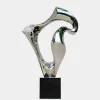 Floor Standing|Table Top^Statues & Sculptures Flow Motion 90cm Silver Metal Indoor Sculpture v1
