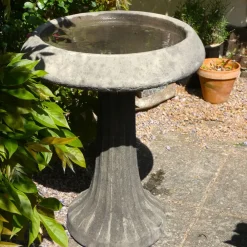 Bird Baths^Statues & Sculptures Fluted Modern Stone Garden Birdbath