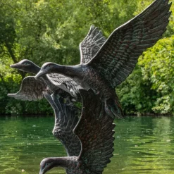 Ducks^Statues & Sculptures Flying Ducks 82cm Bronze Metal Garden Statue
