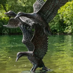 Ducks^Statues & Sculptures Flying Ducks 82cm Bronze Metal Garden Statue