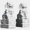 Lions^Statues & Sculptures Foo Dogs 120cm White Marble Garden Statues