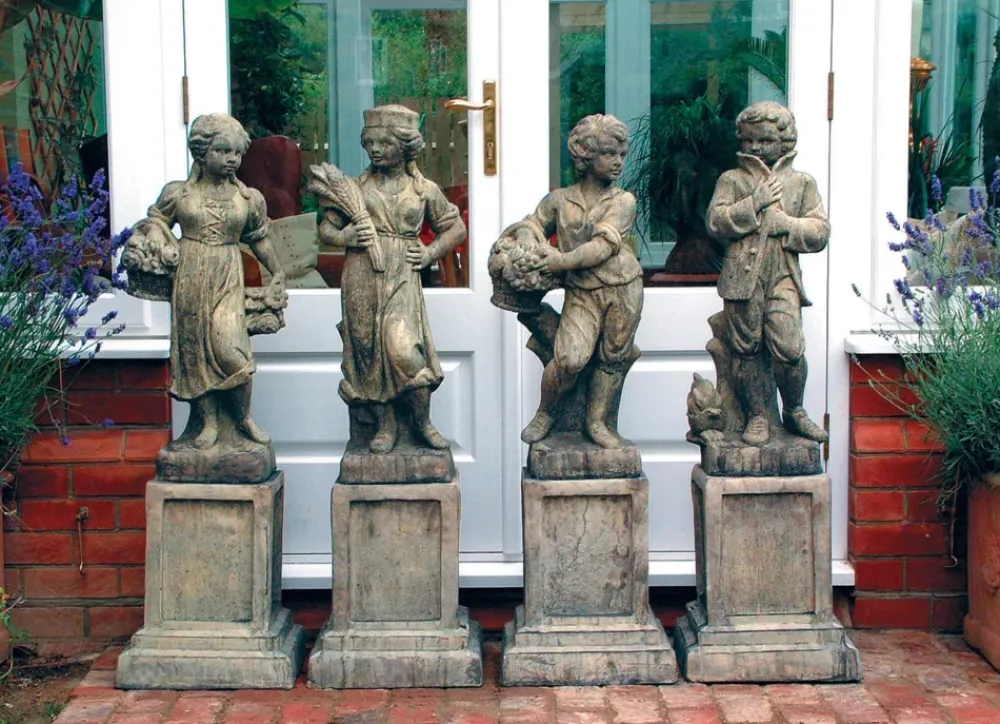 Children^Statues & Sculptures Four Seasons Children Stone Garden Statues