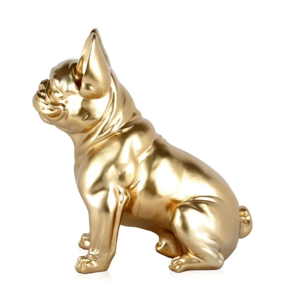 Table Top|Floor Standing^Statues & Sculptures French Bulldog 40cm Gold Resin Indoor Sculpture