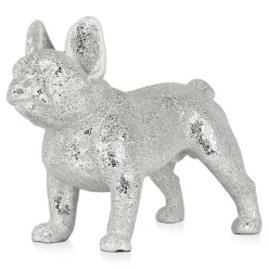 Table Top|Floor Standing^Statues & Sculptures French Bulldog 38cm Silver Resin Indoor Sculpture