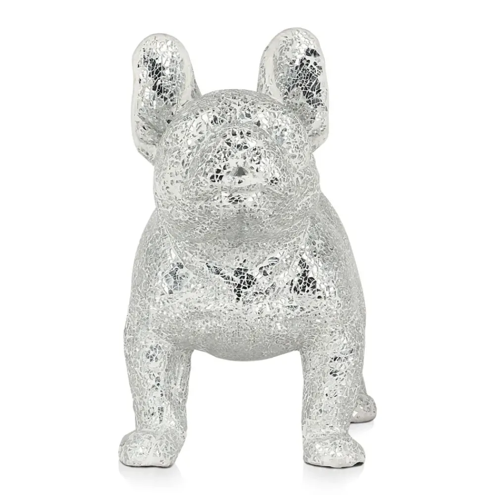 Table Top|Floor Standing^Statues & Sculptures French Bulldog 38cm Silver Resin Indoor Sculpture