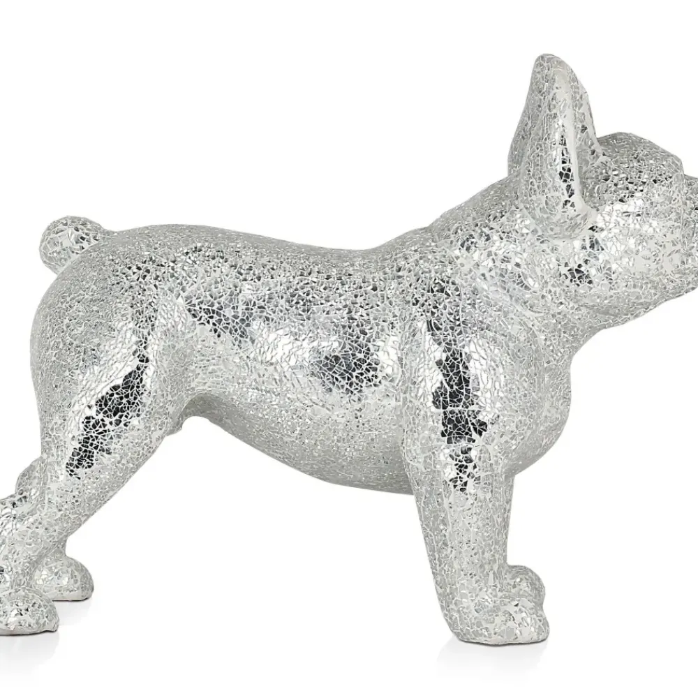 Table Top|Floor Standing^Statues & Sculptures French Bulldog 38cm Silver Resin Indoor Sculpture