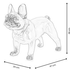 Table Top|Floor Standing^Statues & Sculptures French Bulldog 38cm Silver Resin Indoor Sculpture