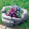 Large|Round^Statues & Sculptures Giant Cupped Hands Stone Garden Planter