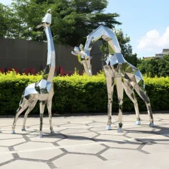 Wildlife|Contemporary^Statues & Sculptures Giraffe 181cm Geometric Metal Garden Sculpture