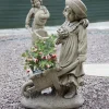 Children^Statues & Sculptures Girl & Barrow Stone Garden Statue