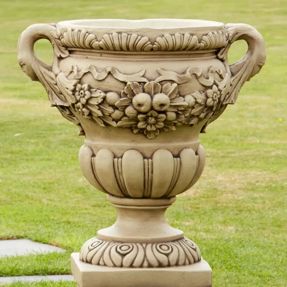 Large|Round^Statues & Sculptures Gordes Vase Stone Garden Planter