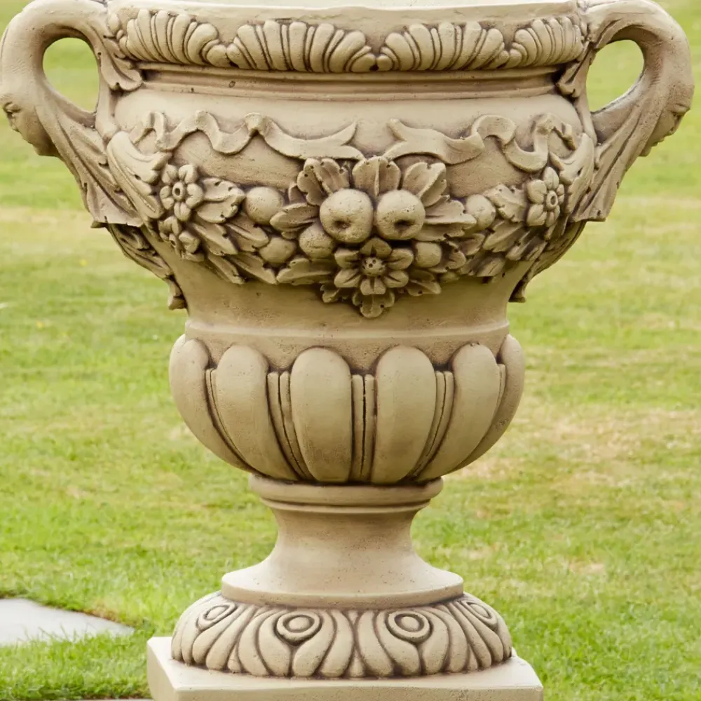Large|Round^Statues & Sculptures Gordes Vase Stone Garden Planter