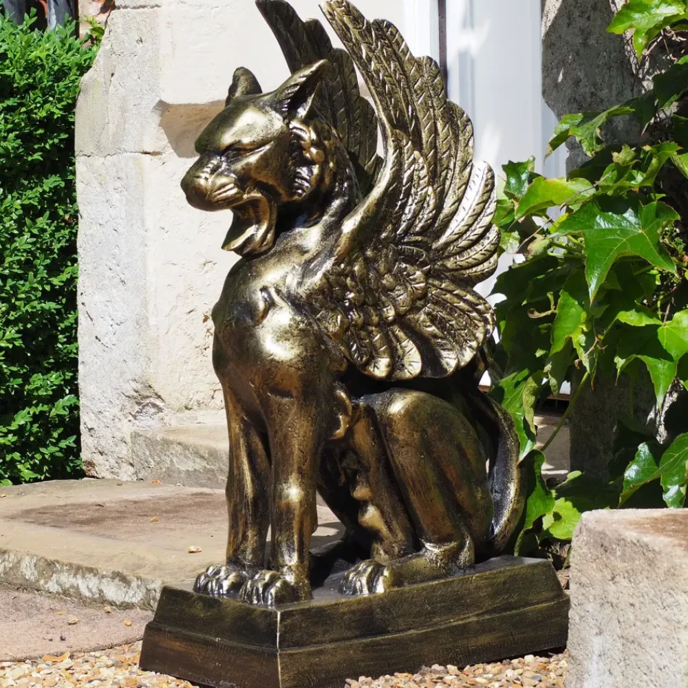 Griffins^Statues & Sculptures Gothic Griffin Bronze Metal Garden Statue
