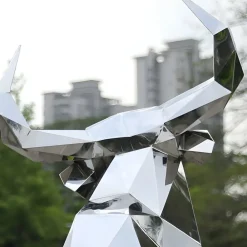 Farm|Contemporary^Statues & Sculptures Grand Bull 120cm Geometric Metal Garden Sculpture