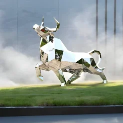 Farm|Contemporary^Statues & Sculptures Grand Bull 200cm Geometric Metal Garden Sculpture