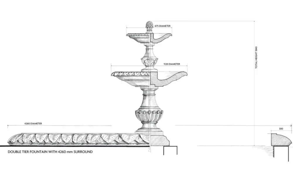Water Features^Statues & Sculptures Grand Double Tier 4m Sandstone Stone Water Fountain Feature
