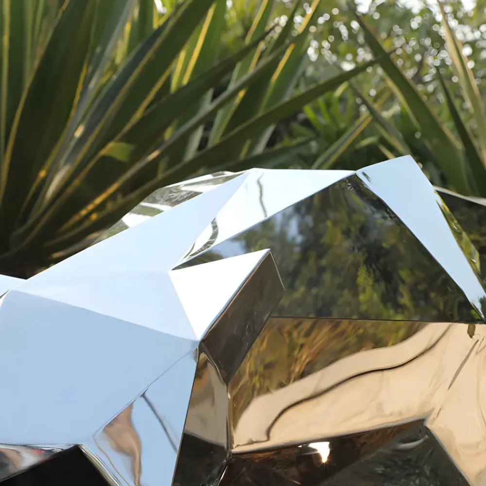 Low Poly|Animals^Statues & Sculptures Grand Panther 87cm Geometric Metal Garden Sculpture