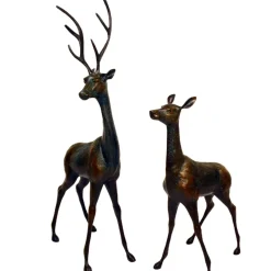Stags & Deers^Statues & Sculptures Grand Stag & Doe Bronze Metal Garden Statues