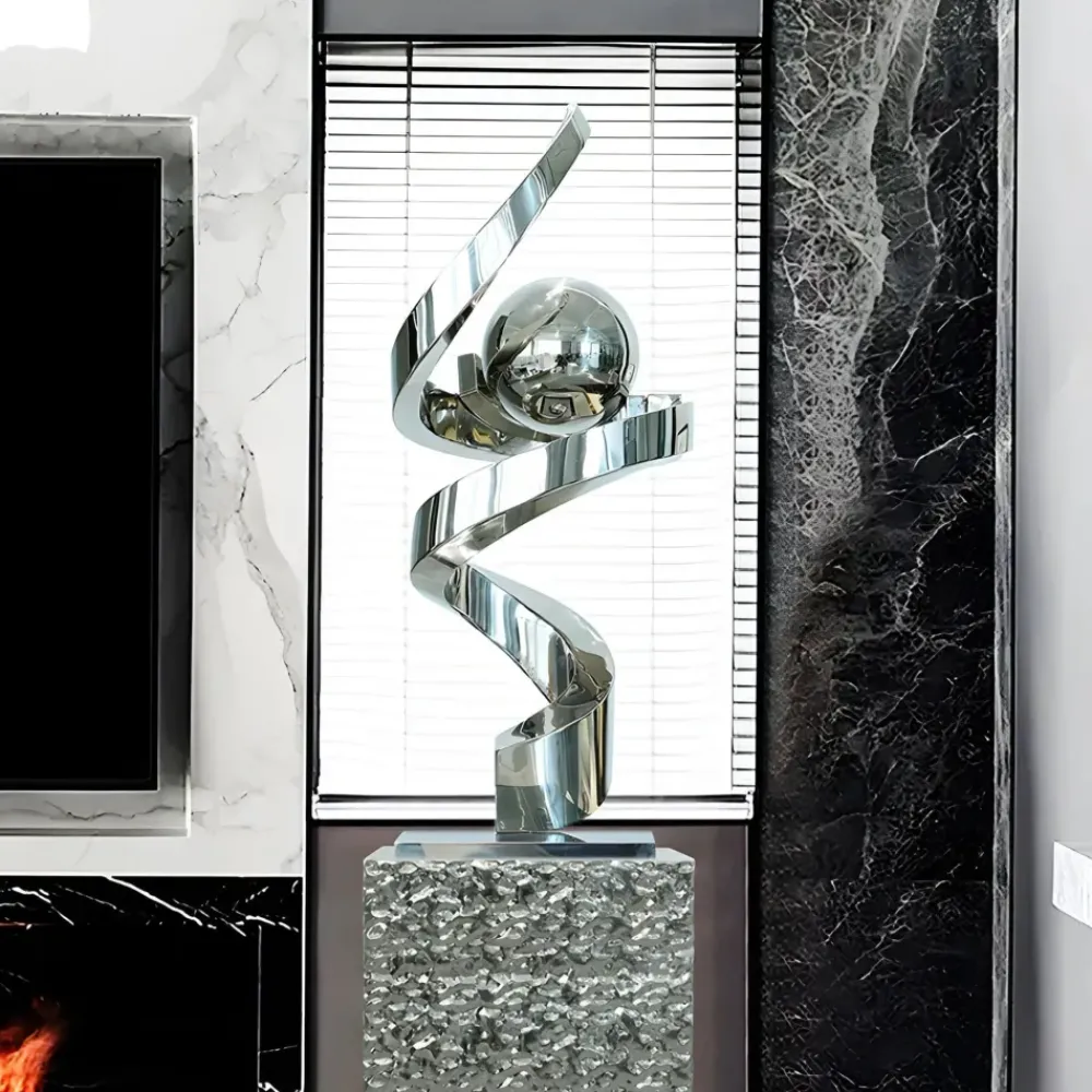 Table Top|Floor Standing^Statues & Sculptures Gravity Sphere 92cm Silver Metal Indoor Sculpture