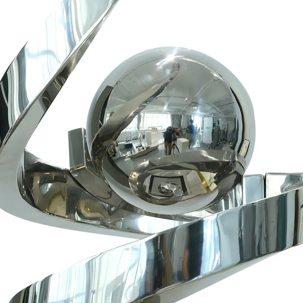 Table Top|Floor Standing^Statues & Sculptures Gravity Sphere 92cm Silver Metal Indoor Sculpture