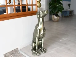 Floor Standing|Animals^Statues & Sculptures Guardian Greyhound 81cm Anthracite Resin Indoor Sculpture