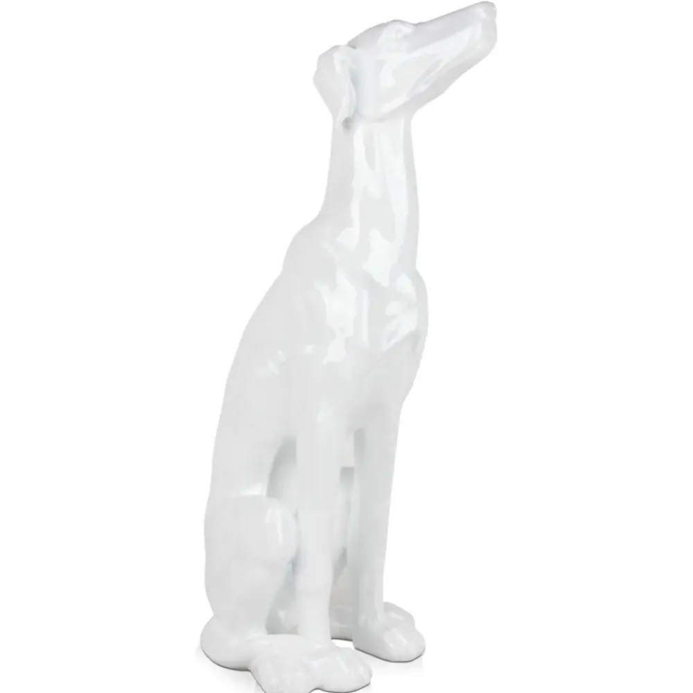 Floor Standing|Animals^Statues & Sculptures Guardian Greyhound 81cm White Resin Indoor Sculpture