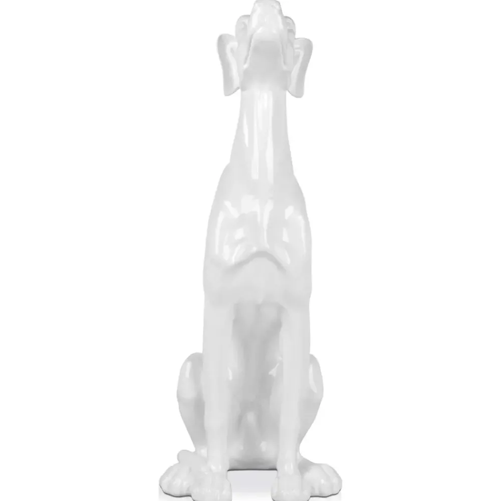 Floor Standing|Animals^Statues & Sculptures Guardian Greyhound 81cm White Resin Indoor Sculpture