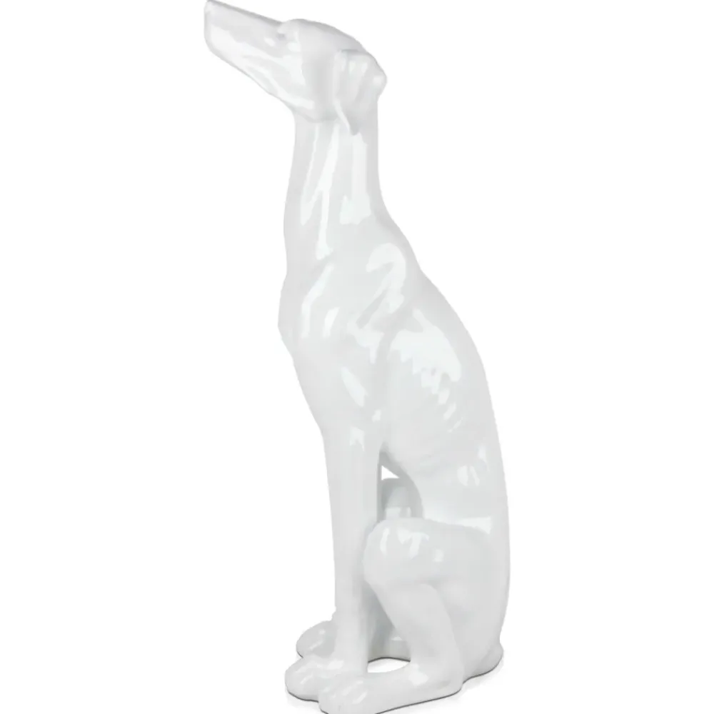 Floor Standing|Animals^Statues & Sculptures Guardian Greyhound 81cm White Resin Indoor Sculpture