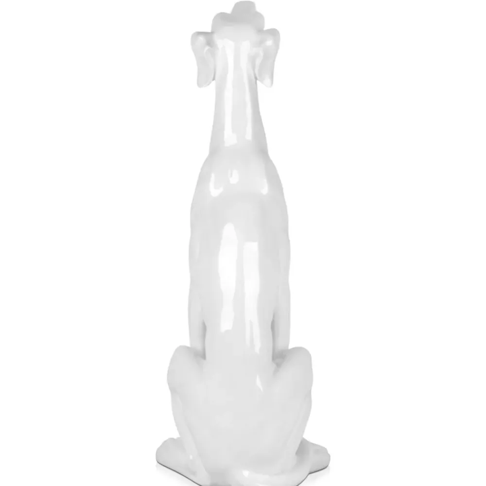 Floor Standing|Animals^Statues & Sculptures Guardian Greyhound 81cm White Resin Indoor Sculpture