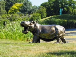 Wildlife^Statues & Sculptures Happy Hippo Bronze Metal Garden Statue